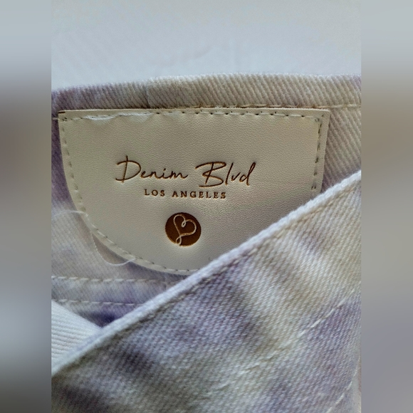 NWT Denim Blvd Women's 100% Cotton Skirt Belted Tie-Dye Off-White/Purple Large - Picture 7 of 14